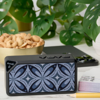 Blue Geometric Pattern Retro Style Bluetooth Speaker