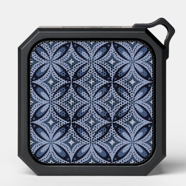 Blue Geometric Pattern Retro Style Bluetooth Speaker (Front)