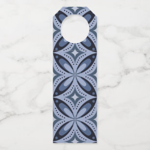 Blue Geometric Pattern Retro Style Bottle Hanger Tag