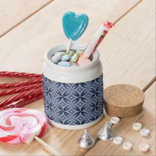 Blue Geometric Pattern Retro Style Candy Jar