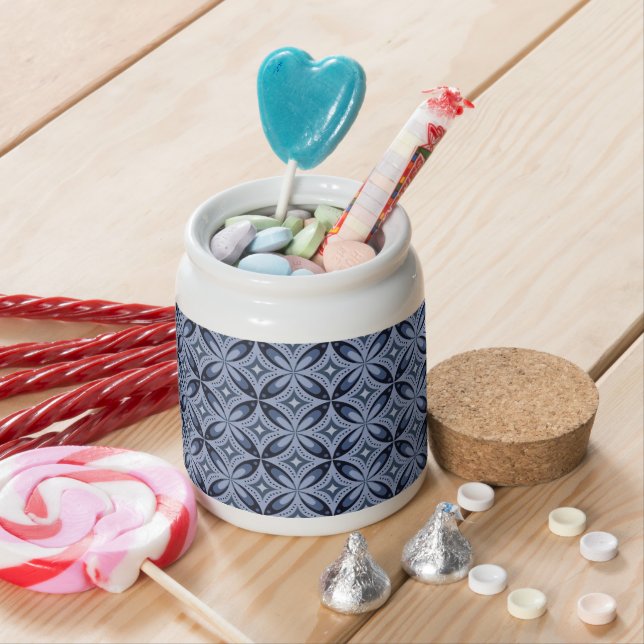 Blue Geometric Pattern Retro Style Candy Jar (In Situ)