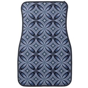 Blue Geometric Pattern Retro Style Car Floor Mat