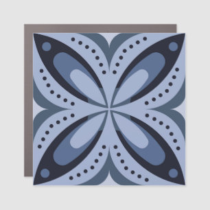 Blue Geometric Pattern Retro Style Car Magnet