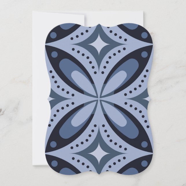 Blue Geometric Pattern Retro Style Card (Front)
