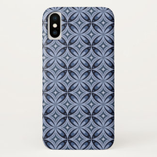 Blue Geometric Pattern Retro Style iPhone X Case