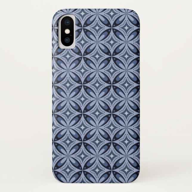 Blue Geometric Pattern Retro Style Case-Mate iPhone Case (Back)