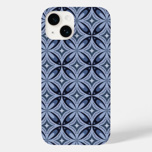 Blue Geometric Pattern Retro Style Case-Mate iPhone Case (Back)