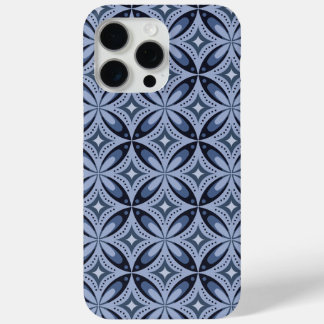 Blue Geometric Pattern Retro Style iPhone 15 Pro Max Case