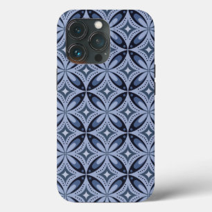 Blue Geometric Pattern Retro Style iPhone 13 Pro Case