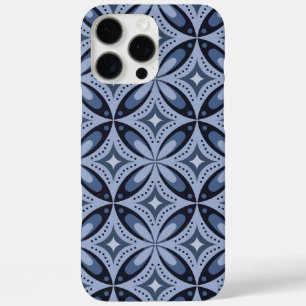 Blue Geometric Pattern Retro Style iPhone 16 Pro Max Case