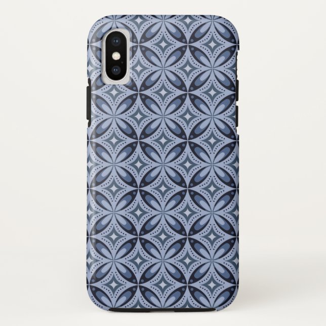 Blue Geometric Pattern Retro Style Case-Mate iPhone Case (Back)