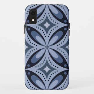 Blue Geometric Pattern Retro Style iPhone XR Case