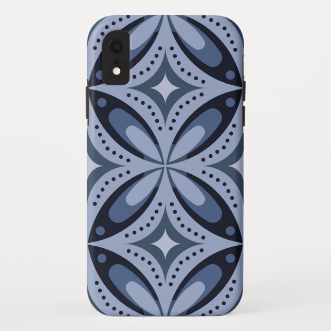 Blue Geometric Pattern Retro Style Case-Mate iPhone Case (Back)