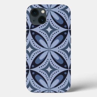 Blue Geometric Pattern Retro Style iPhone 13 Case