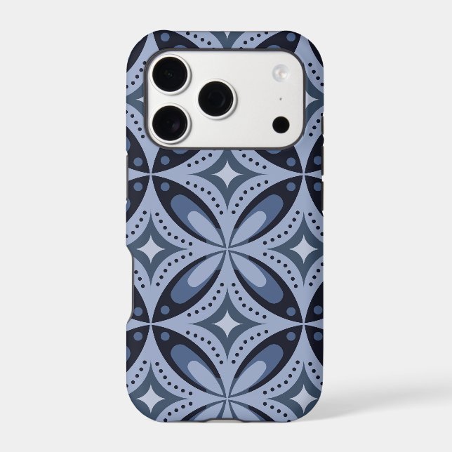 Blue Geometric Pattern Retro Style Case-Mate iPhone Case (Back)