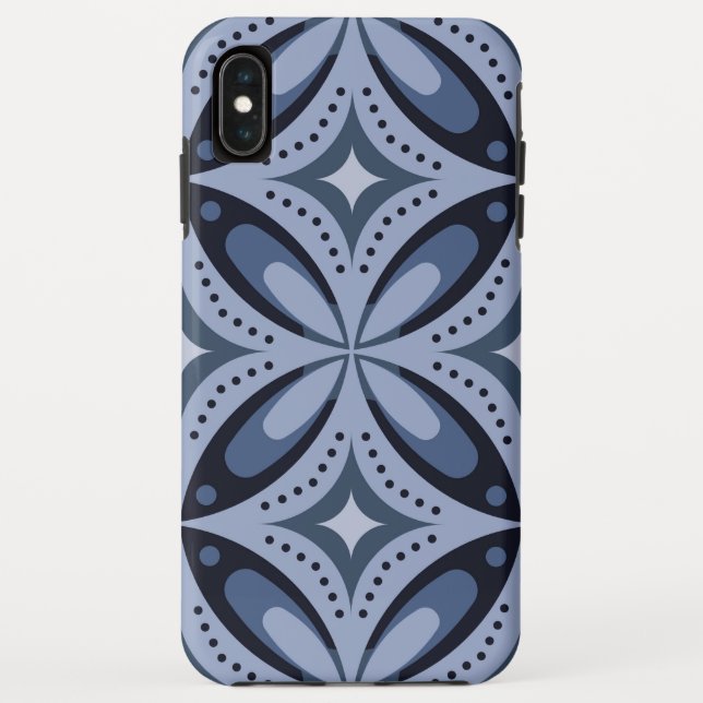 Blue Geometric Pattern Retro Style Case-Mate iPhone Case (Back)