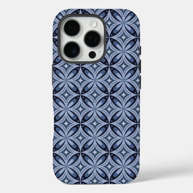 Blue Geometric Pattern Retro Style Case-Mate iPhone Case (Back)