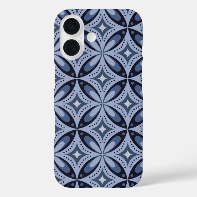 Blue Geometric Pattern Retro Style Case-Mate iPhone Case (Back)