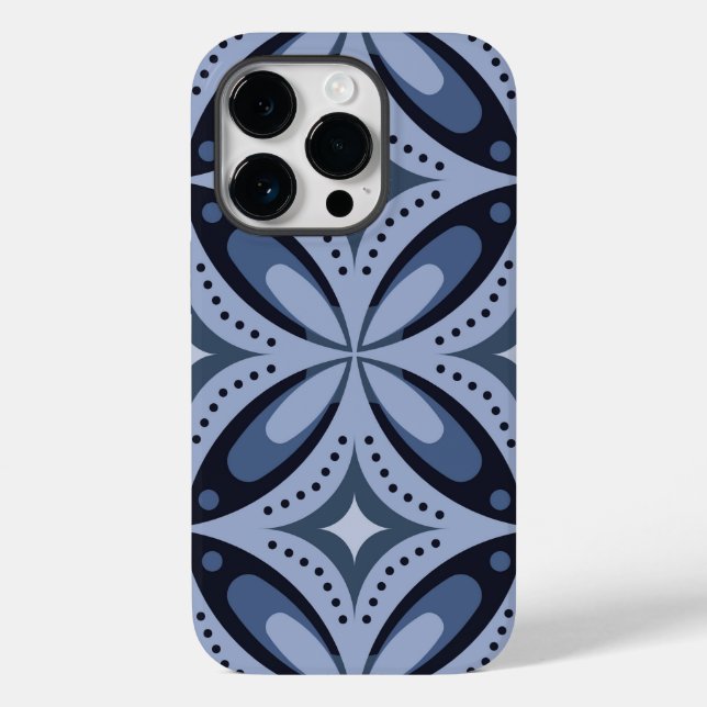 Blue Geometric Pattern Retro Style Case-Mate iPhone Case (Back)