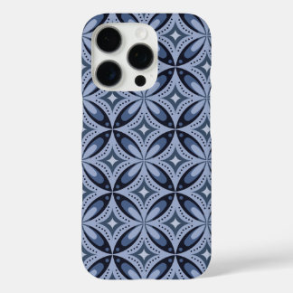 Blue Geometric Pattern Retro Style iPhone 16 Pro Case