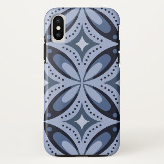 Blue Geometric Pattern Retro Style iPhone XS Case