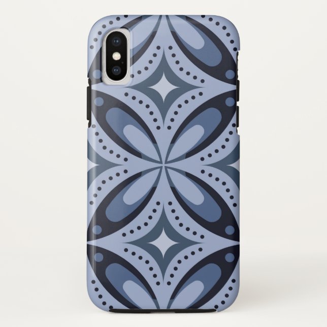 Blue Geometric Pattern Retro Style Case-Mate iPhone Case (Back)