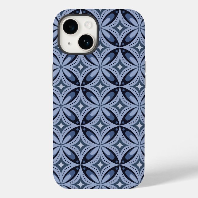 Blue Geometric Pattern Retro Style Case-Mate iPhone Case (Back)
