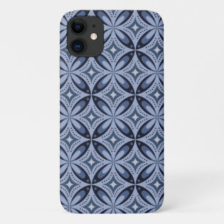 Blue Geometric Pattern Retro Style iPhone 11 Case