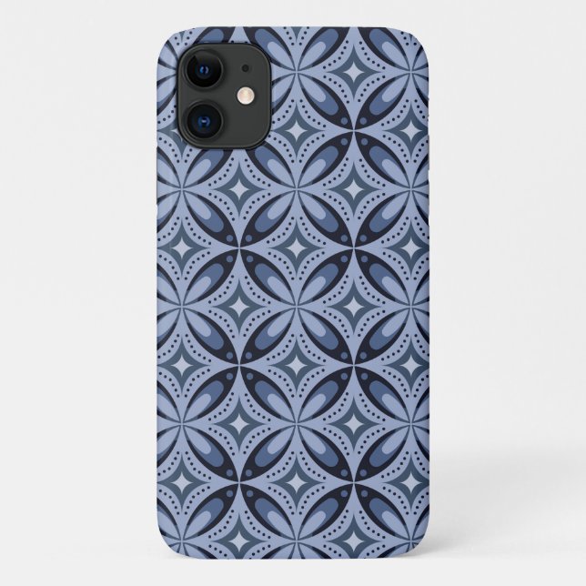 Blue Geometric Pattern Retro Style Case-Mate iPhone Case (Back)