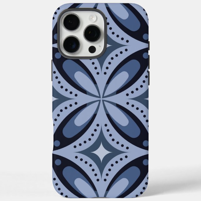 Blue Geometric Pattern Retro Style Case-Mate iPhone Case (Back)