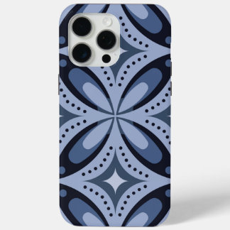 Blue Geometric Pattern Retro Style iPhone 15 Pro Max Case