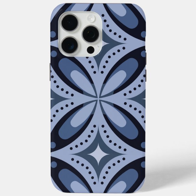 Blue Geometric Pattern Retro Style Case-Mate iPhone Case (Back)