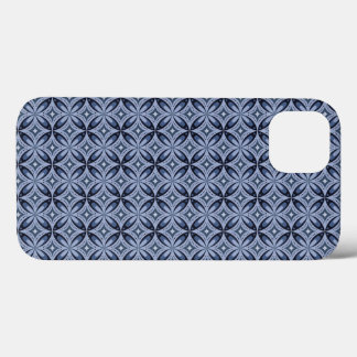 Blue Geometric Pattern Retro Style iPhone 13 Case