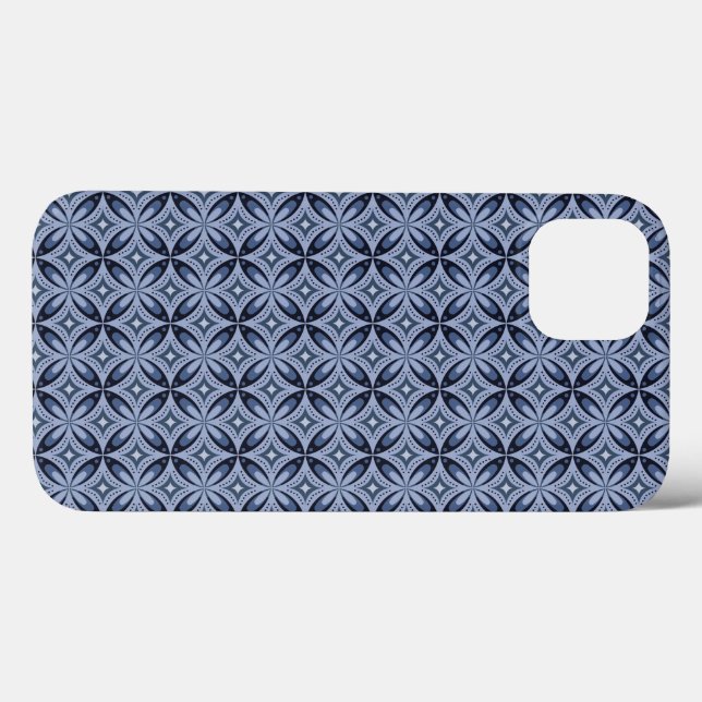 Blue Geometric Pattern Retro Style Case-Mate iPhone Case (Back (Horizontal))