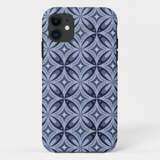 Blue Geometric Pattern Retro Style iPhone 11 Case