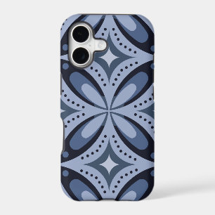 Blue Geometric Pattern Retro Style iPhone 17 Case
