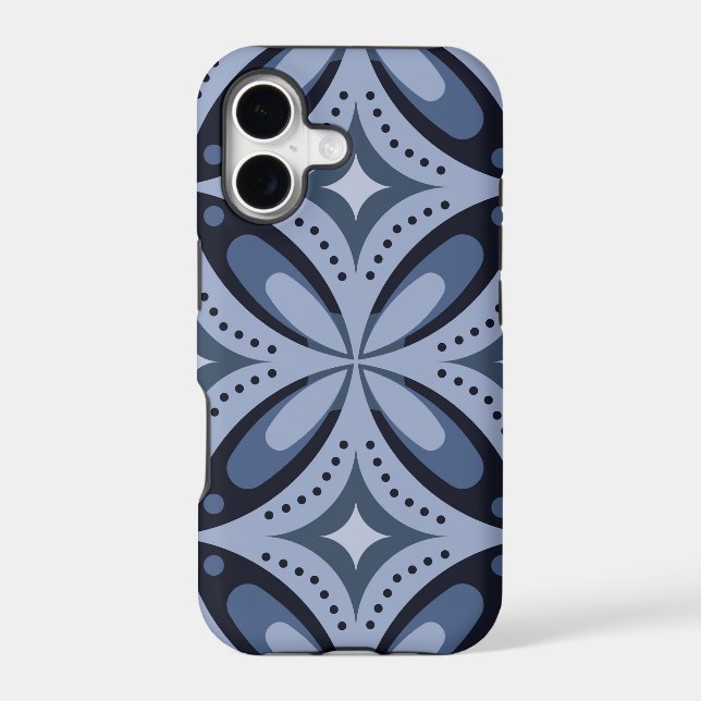 Blue Geometric Pattern Retro Style Case-Mate iPhone Case (Back)