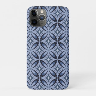 Blue Geometric Pattern Retro Style iPhone 11 Pro Case