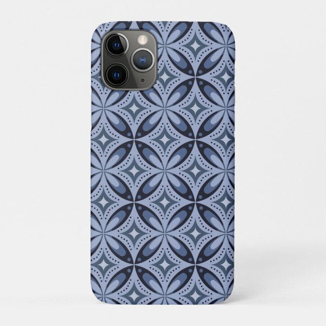 Blue Geometric Pattern Retro Style Case-Mate iPhone Case (Back)