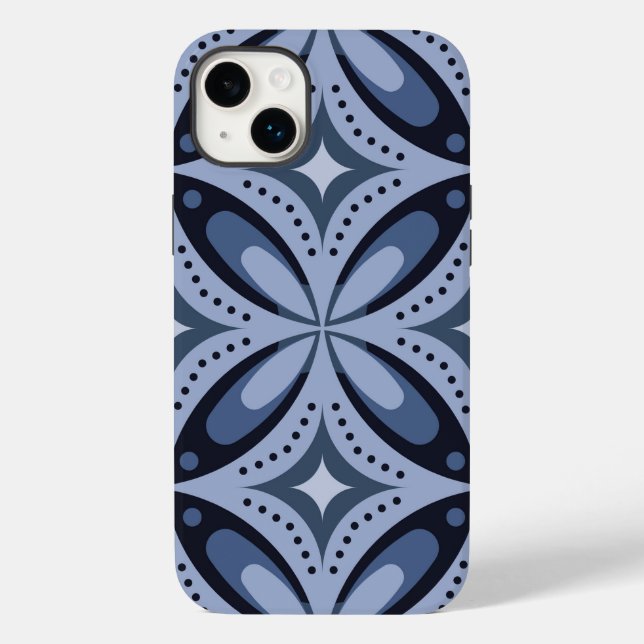 Blue Geometric Pattern Retro Style Case-Mate iPhone Case (Back)