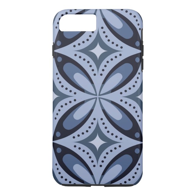 Blue Geometric Pattern Retro Style Case-Mate iPhone Case (Back)