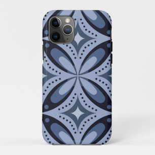 Blue Geometric Pattern Retro Style iPhone 11 Pro Case