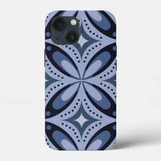Blue Geometric Pattern Retro Style iPhone 13 Mini Case