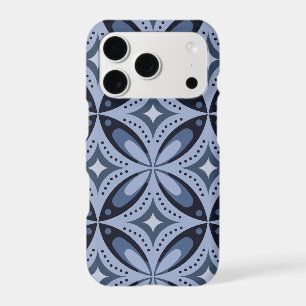 Blue Geometric Pattern Retro Style iPhone 17 Pro Case