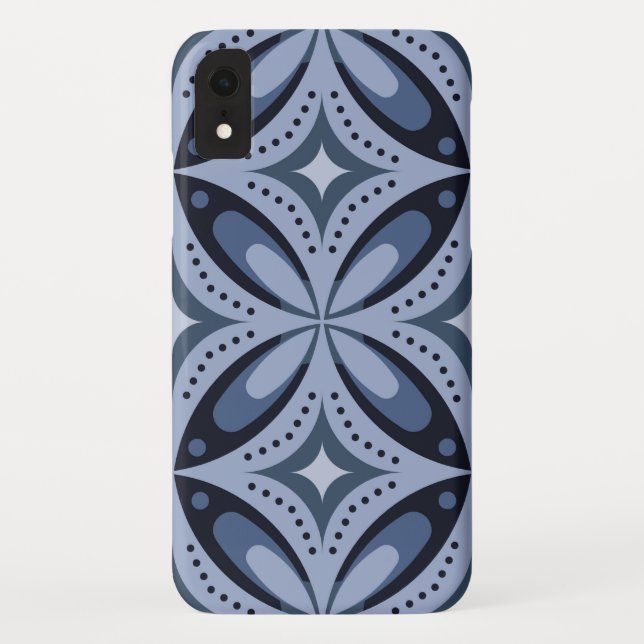 Blue Geometric Pattern Retro Style Case-Mate iPhone Case (Back)