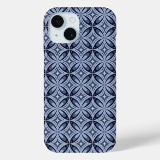 Blue Geometric Pattern Retro Style iPhone 15 Case