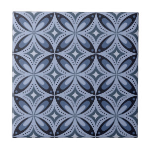 Blue Geometric Pattern Retro Style Ceramic Tile