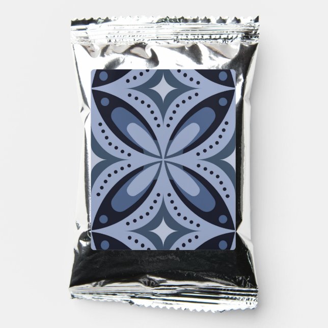 Blue Geometric Pattern Retro Style Coffee Drink Mix (Front)