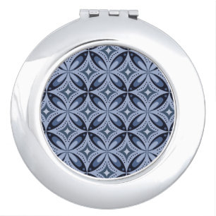 Blue Geometric Pattern Retro Style Compact Mirror