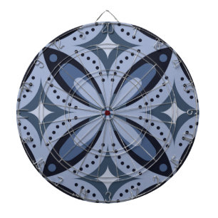 Blue Geometric Pattern Retro Style Dart Board